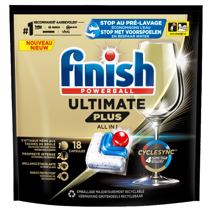 Finish Ultimate Plus All in One Regular Vaatwastabletten - 18 Capsules