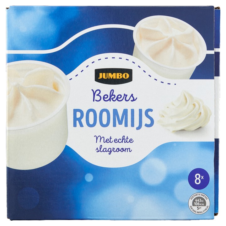 Jumbo Roomijsbekers 8 Stuks 400g