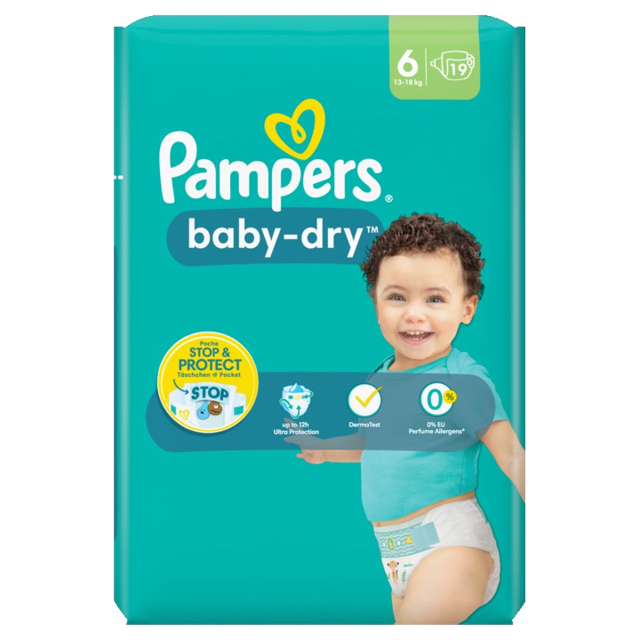 Pampers Baby-Dry Maat 6, 19 Luiers