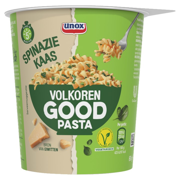 Unox Volkoren Good Pasta Spinazie Kaas 60g