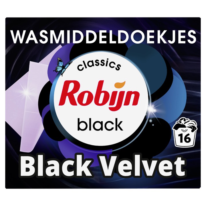 Robijn Classics Wasmiddeldoekjes Black Velvet 16 wasstrips