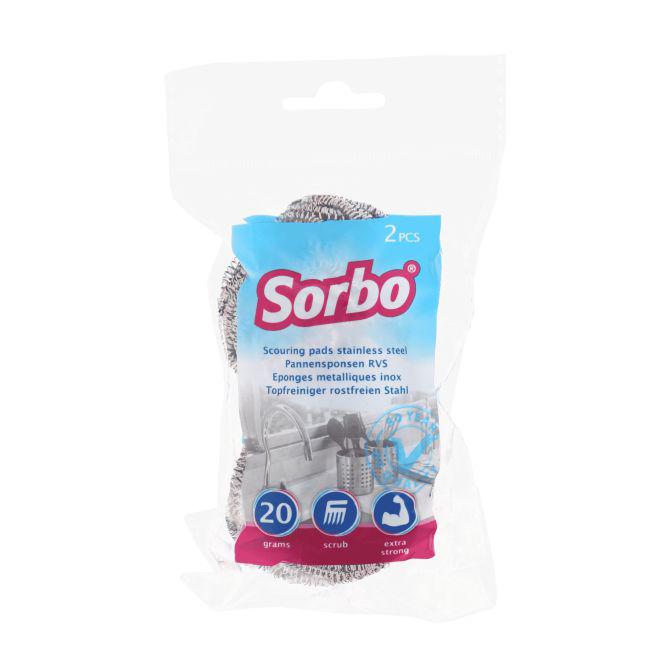 Sorbo Pannenspons RVS 20 gram 2 stuks