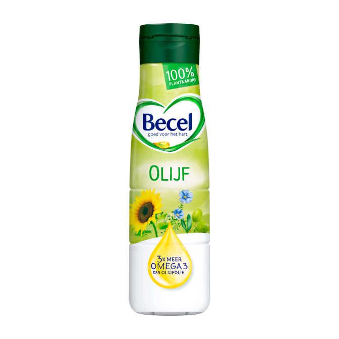 Becel olijf vloeibare bakboter vegan en 100% plantaardig fles