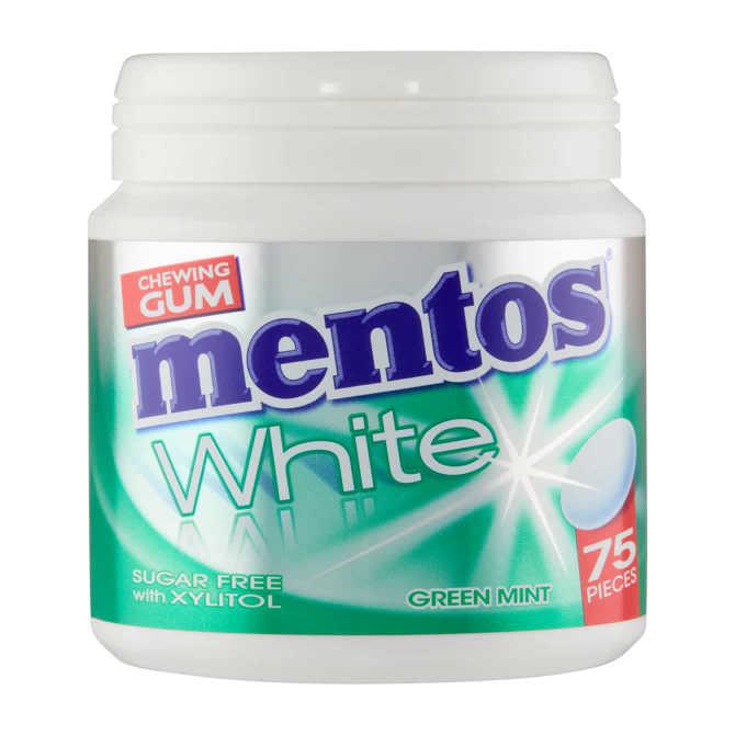 Mentos Gum white green mint pot 75 stuks