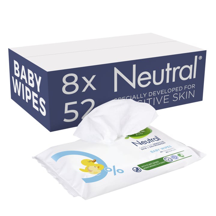 Neutral 0% Baby Wipes Parfumvrij 8 x 52 stuks