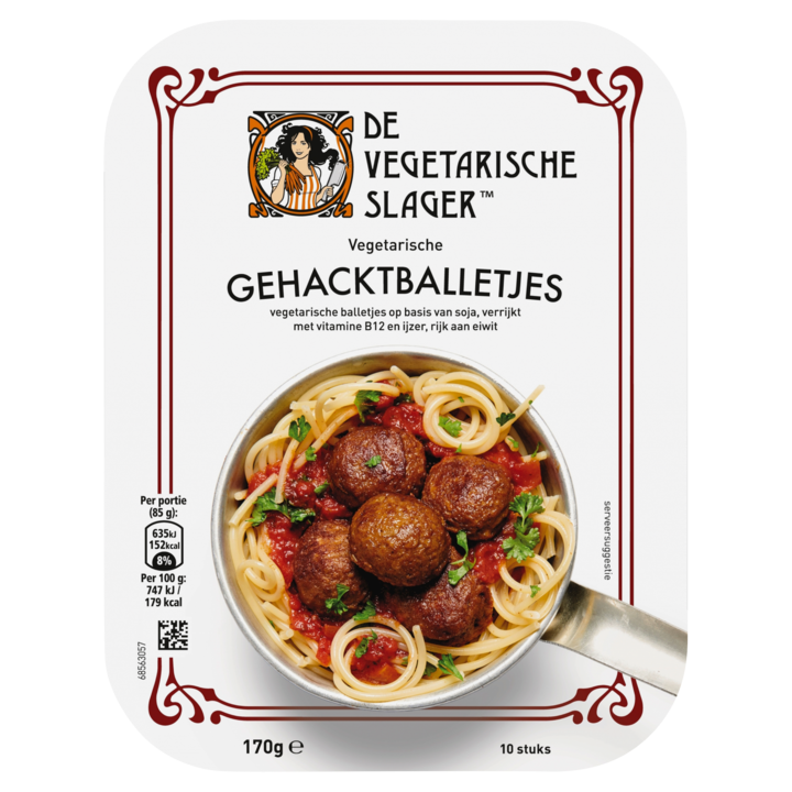 De Vegetarische Slager Mini Gehacktballetjes Vegetarisch 170g