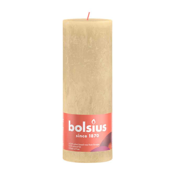 Bolsius Stompkaars rustiek shine beige 19 cm