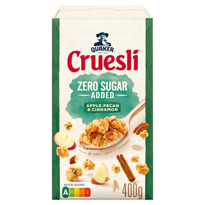 Quaker Cruesli Zero Sugar Added Appel &amp;amp; Pecan &amp;amp; Kaneel 400gr