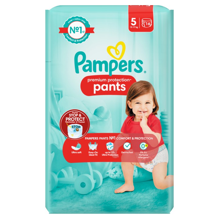 Pampers Premium Protection Pants Maat 5, x16 Luierbroekjes