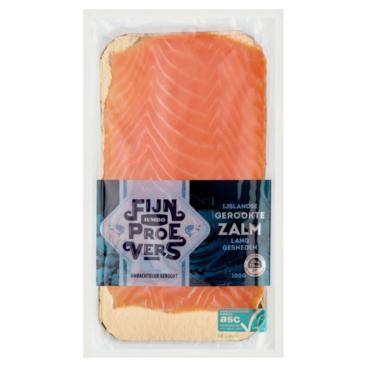 Jumbo Fijnproevers IJslandse Gerookte Zalm Lang Gesneden 100g