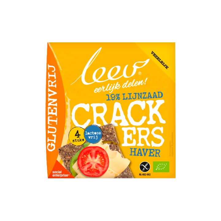 Leev Bio Crackers Lijnzaad Haver Glutenvrij