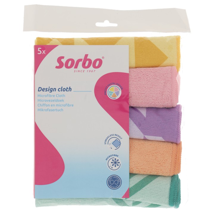 Sorbo Microvezeldoek pastel prints 40x40cm 5st