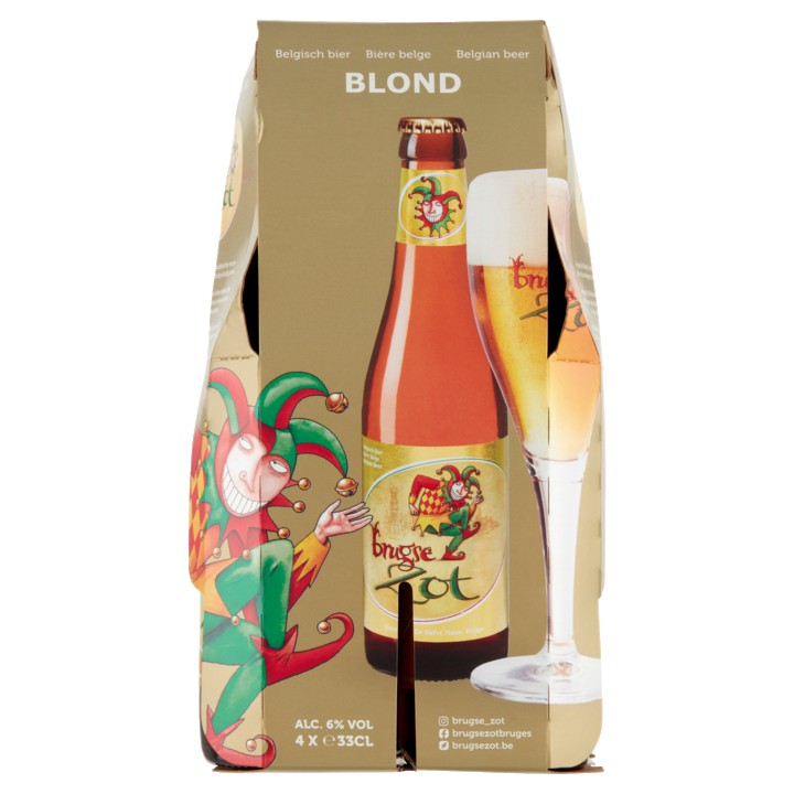 Brugse Zot Belgisch Bier Blond Flessen 4 x 33cl