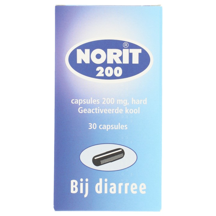 Norit Capsules diarreeremmers 200 mg, 30 stuks