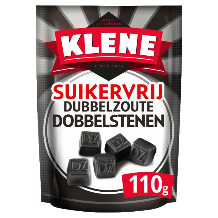 Klene Dubbel zoute dobbelstenen Suikervrije Drop Zak 110 gram