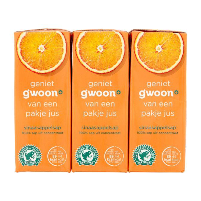 g&#039;woon Sinaasappelsap pak 6 x 20 cl