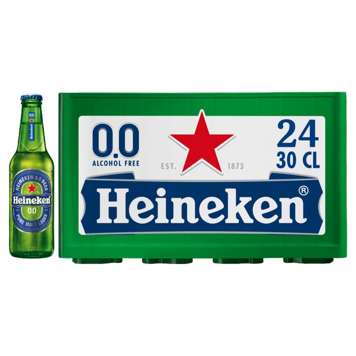 Heineken Premium Pilsener 0.0 Bier Fles 24 x 30 cl Krat