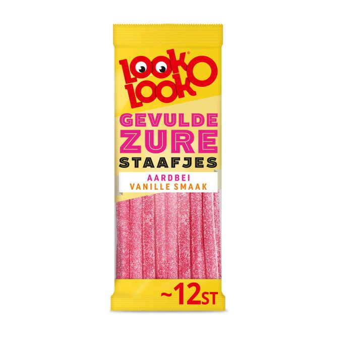 Look-O-Look Gevulde zure staafjes aardbei vanille