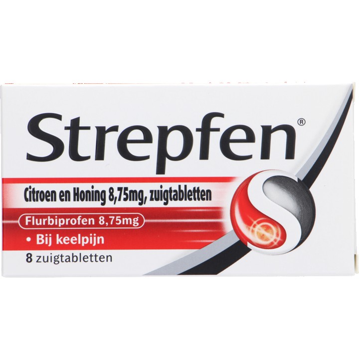 Strepsils Strepfen Citroen en Honing zuigtabletten bij keelpijn 8,75 mg, 8 stuks