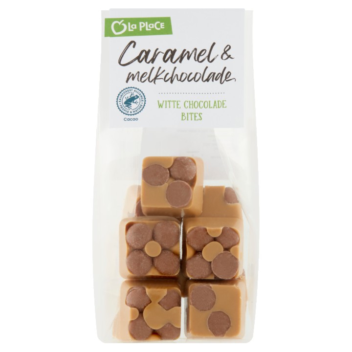 La Place Caramel &amp;amp; Melkchocolade Witte Chocolade Bites 150g