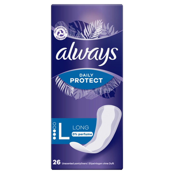 Always Daily Protect Long 0% Parfum Inlegkruisjes 26 Stuks