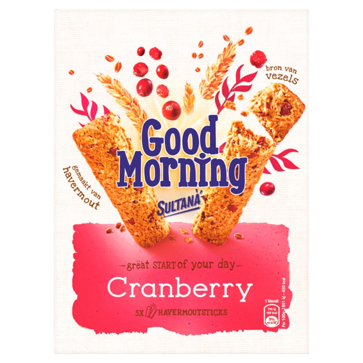 Sultana Good Morning Cranberry Havermoutsticks 5 Stuks 205g