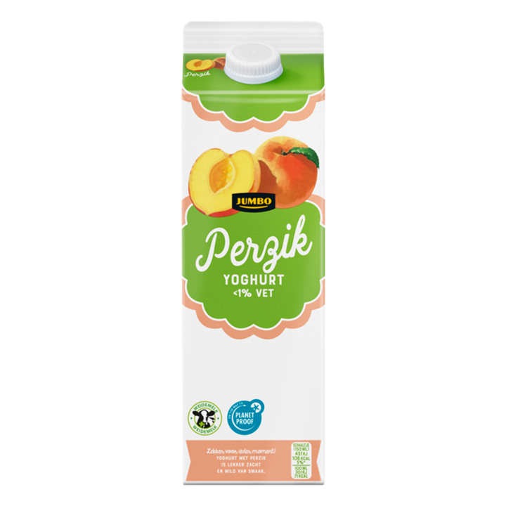 Jumbo Magere Yoghurt Perzik 0,1% Vet 1L