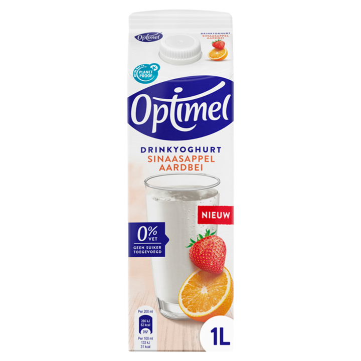 Optimel Drinkyoghurt sinaasappel aardbei 0% vet 1L