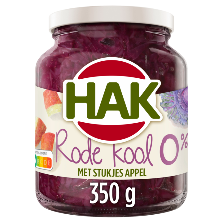 Hak Rode Kool 0% met Stukjes Appel 350g