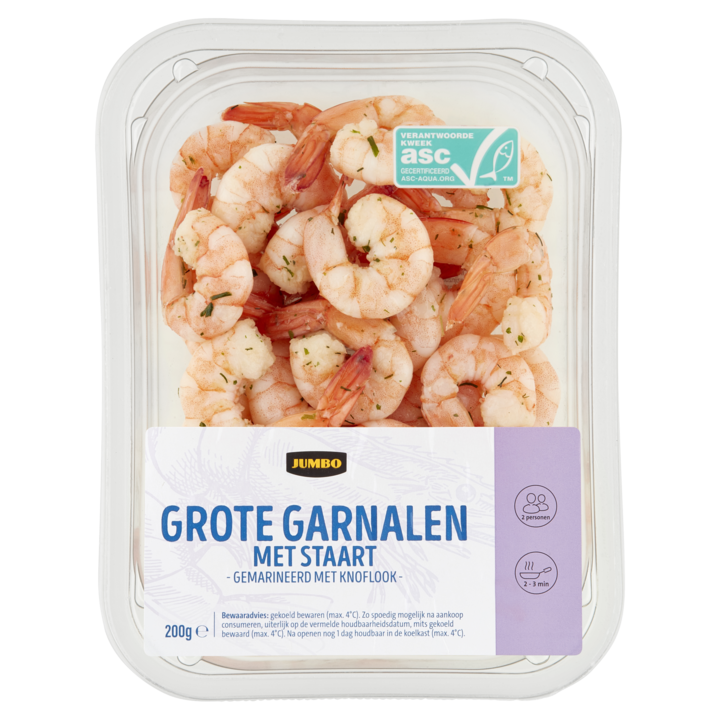 Jumbo Grote Garnalen met Staart 200g