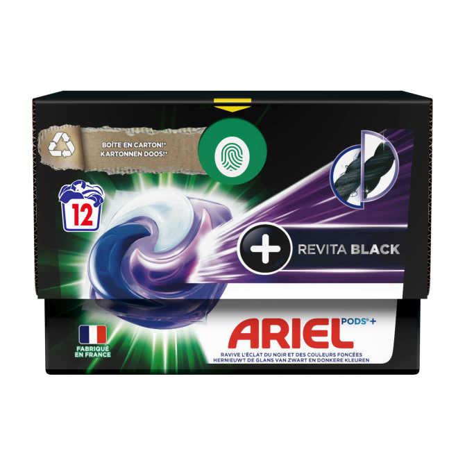 Ariel PODS+,Vloeibaar Wasmiddelcapsules 12 Wasbeurten, +Revitablack