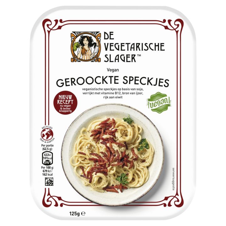 De Vegetarische Slager Geroockte Speckjes Vegan 125g