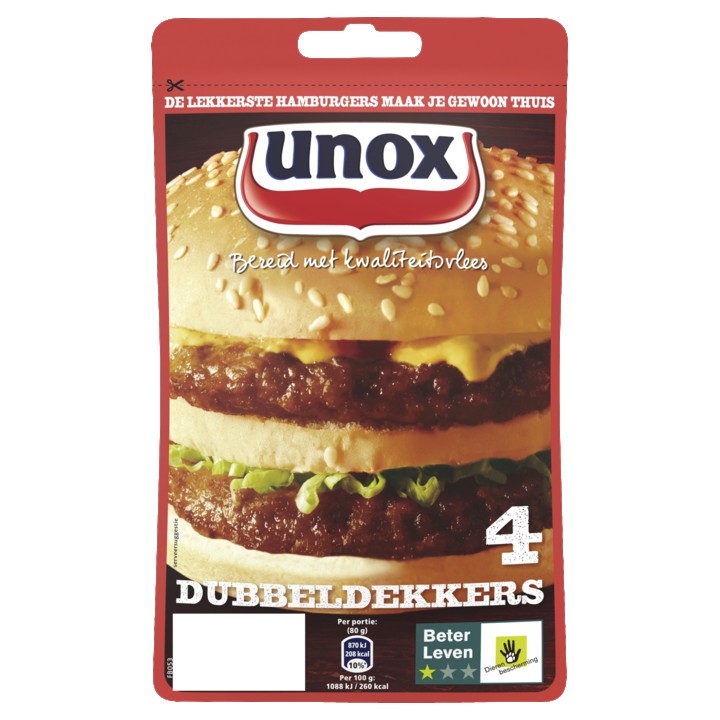 Unox Hamburgers Dubbeldekkers 160g