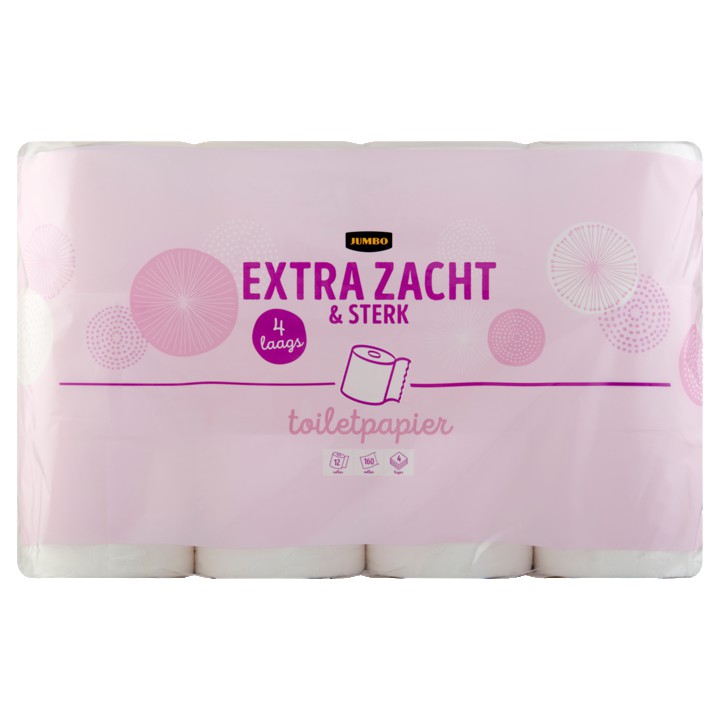 Jumbo Extra Zacht &amp;amp; Sterk 4-Laags Toiletpapier 12 Stuks