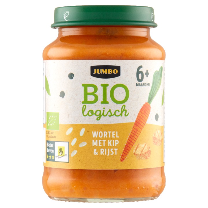 Jumbo Biologisch Wortel Met Kip &amp;amp; Rijst 6+ Maanden 190g