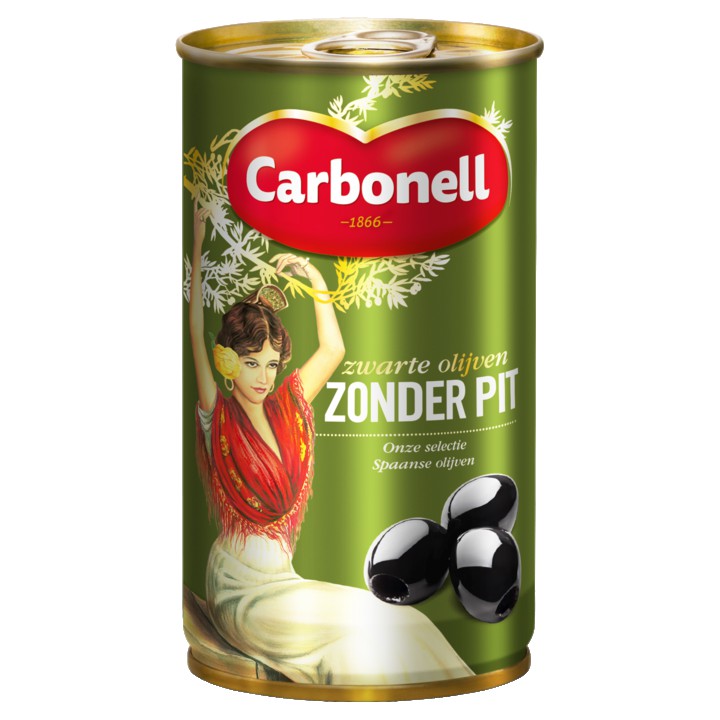 Carbonell Zwarte Olijven Zonder Pit 340g