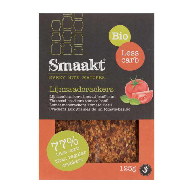 Smaakt Less carb lijnzaad crackers tomaat biologisch