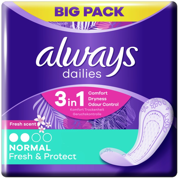 Always Dailies Normal Fresh &amp;amp; Protect Inlegkruisjes 58 Stuks