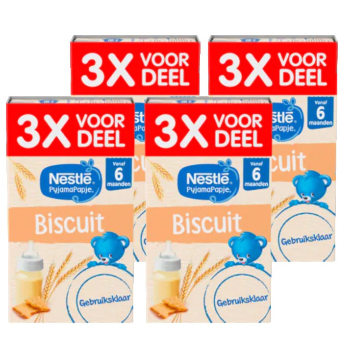 Nestl&amp;eacute; PyjamaPapje&amp;reg; Biscuit 6+ Baby Pap 4 x 3 stuks