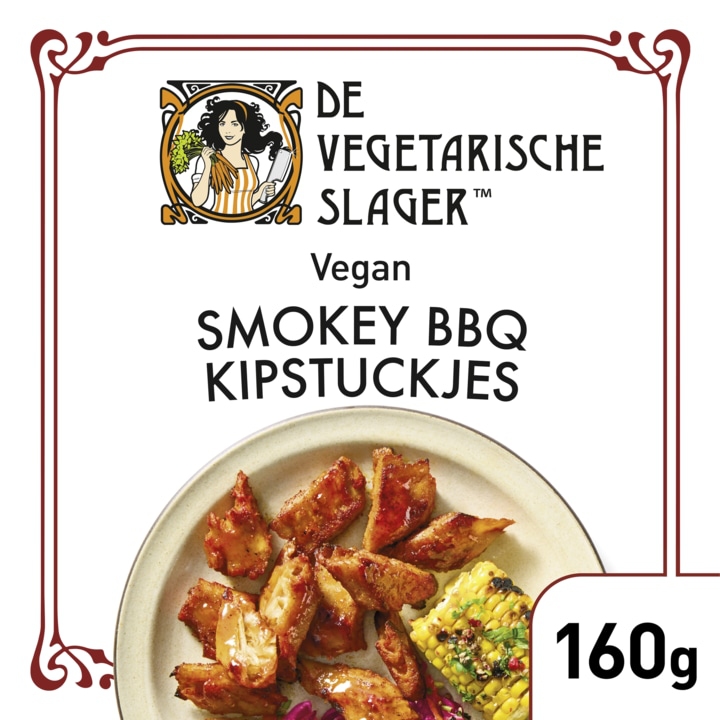 De Vegetarische Slager Smokey BBQ Kipstuckjes Vegan 160g