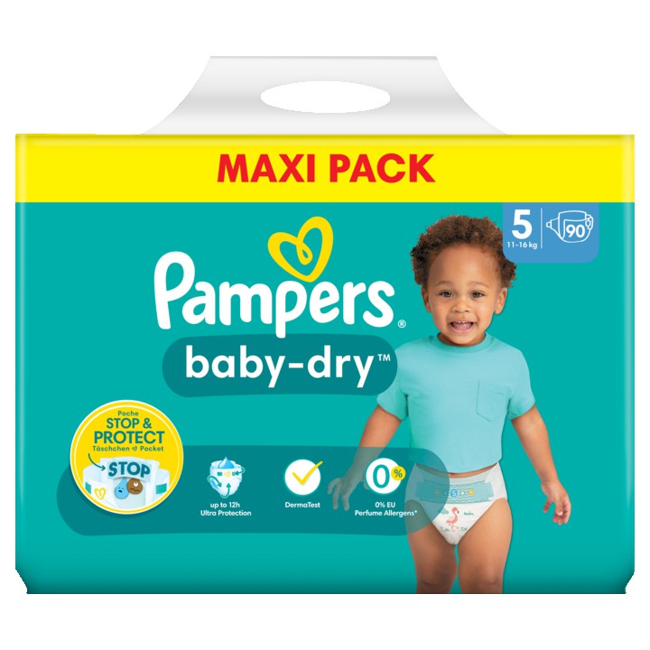 Pampers Baby-Dry Maat 5, 90 Luiers