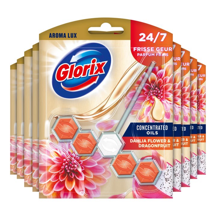 Glorix Aroma Lux Wc Blok Dahlia Flower &amp;amp; Dragonfruit 9 x 55g