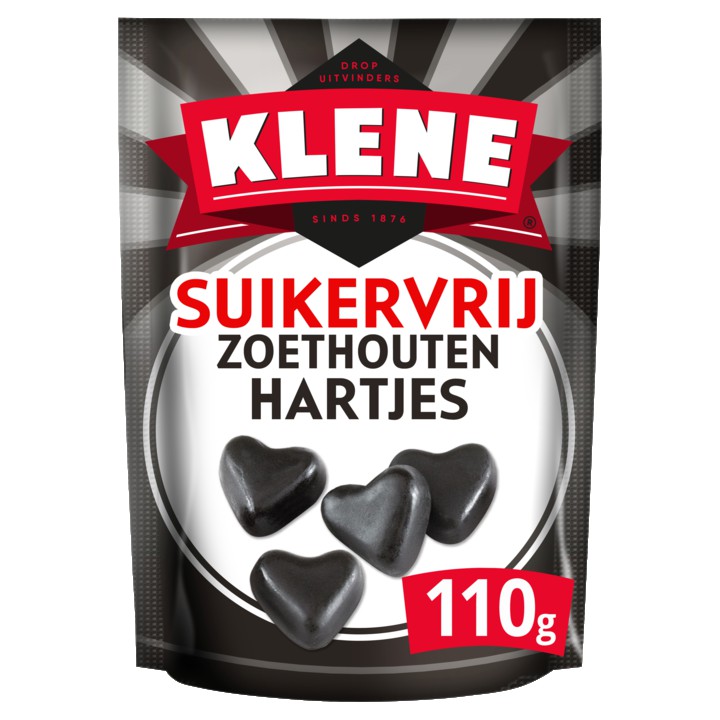 Klene Zoethouten Hartjes Suikervrije Drop Zoet Zak 110 gram