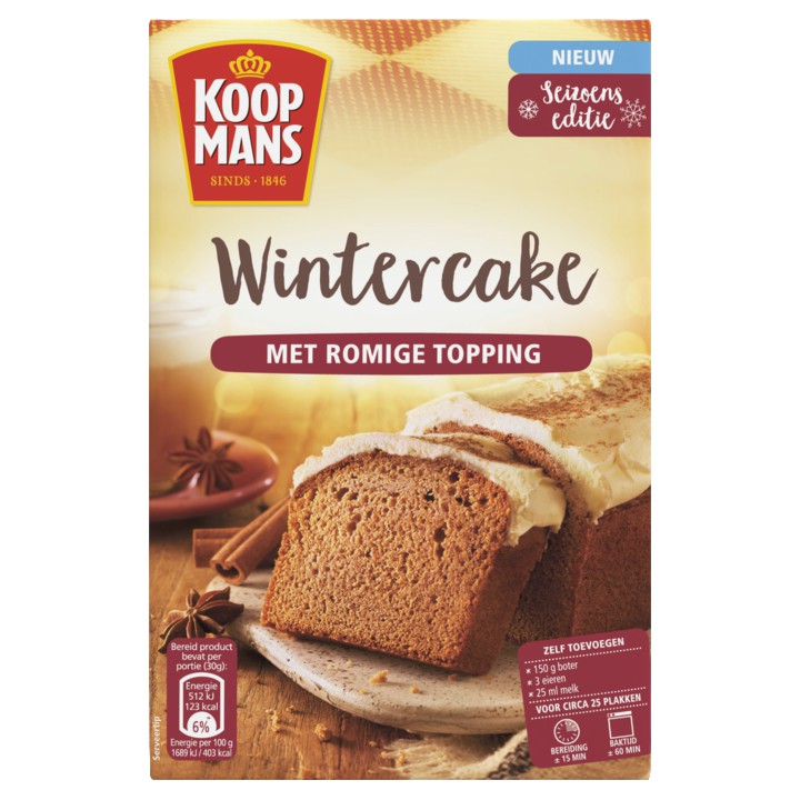 Koopmans Wintercake met romige topping 490g