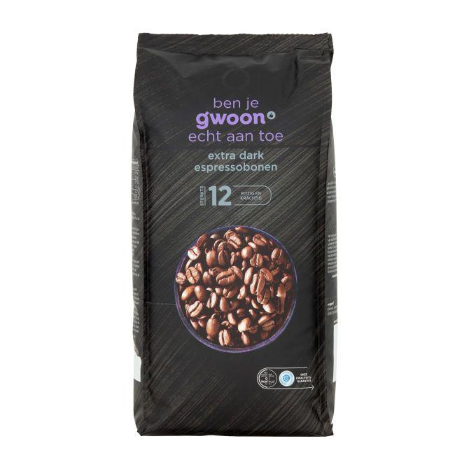 g&#039;woon Espressobonen extra dark