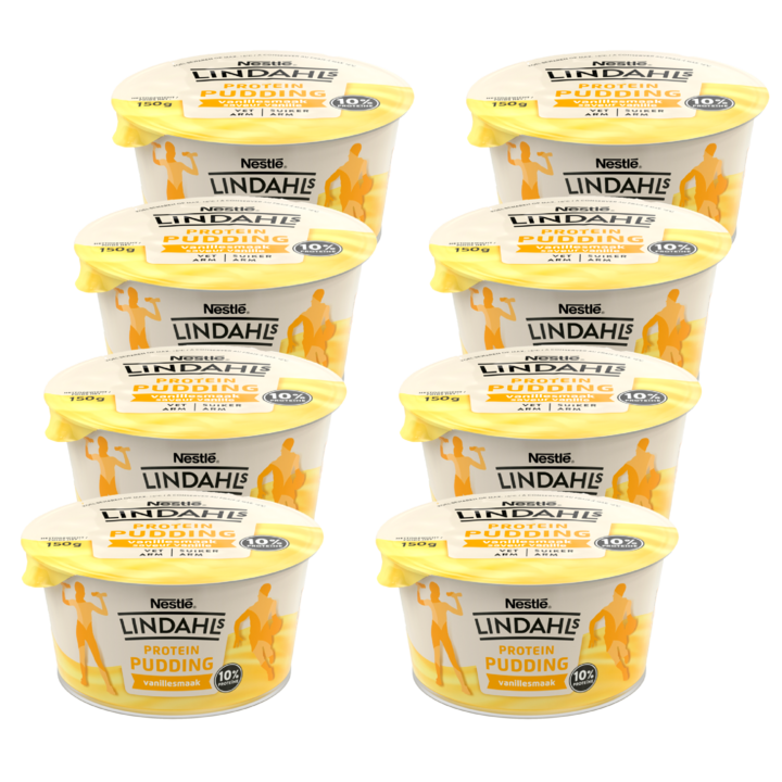 Lindahls Protein Pudding Vanillesmaak 8 x 150g