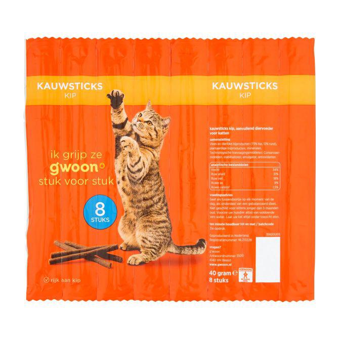 g&#039;woon Kauwstick kat kip