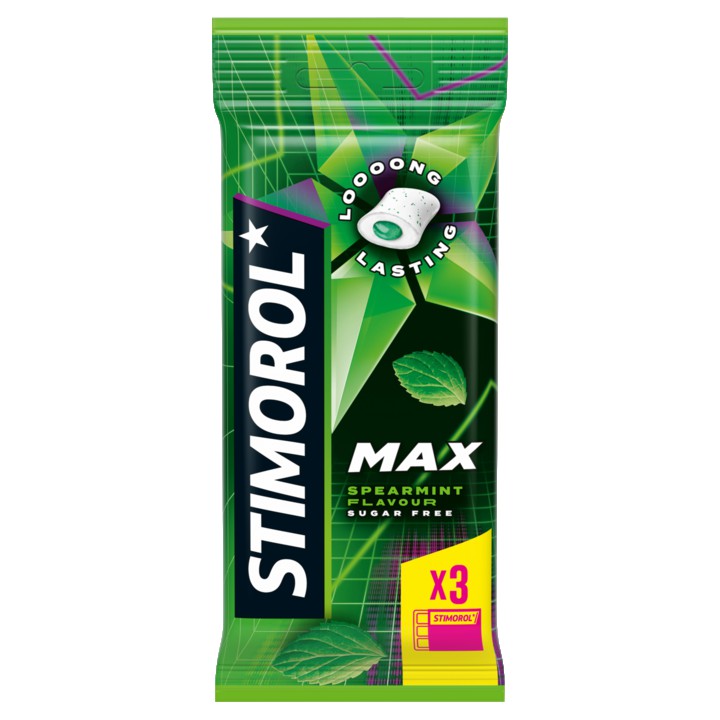 Stimorol Max Splash kauwgom Spearmint Suikervrij 3 x 19, 8g