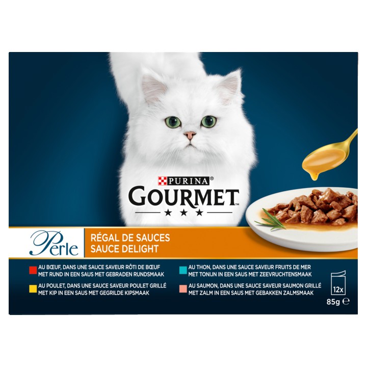 Gourmet Perle Sauce Delight Kattenvoer nat met Rund, Kip, Tonijn en Zalm