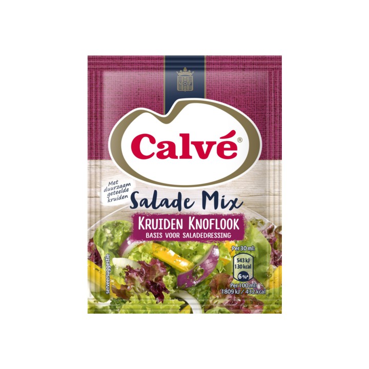 Calv&amp;eacute; Salade Mix Kruiden Knoflook 8g